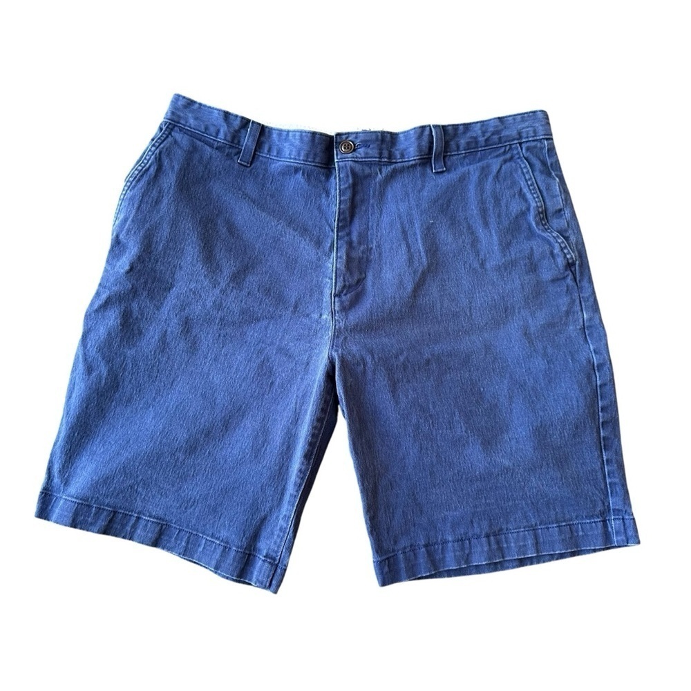 Dockers Men's Blue Chino Flat Front 9" Shorts, 36